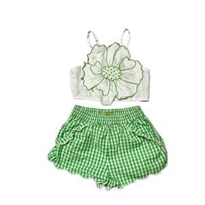 Gingersnaps Flower Top and Gingham Shorts Outfit Size 4